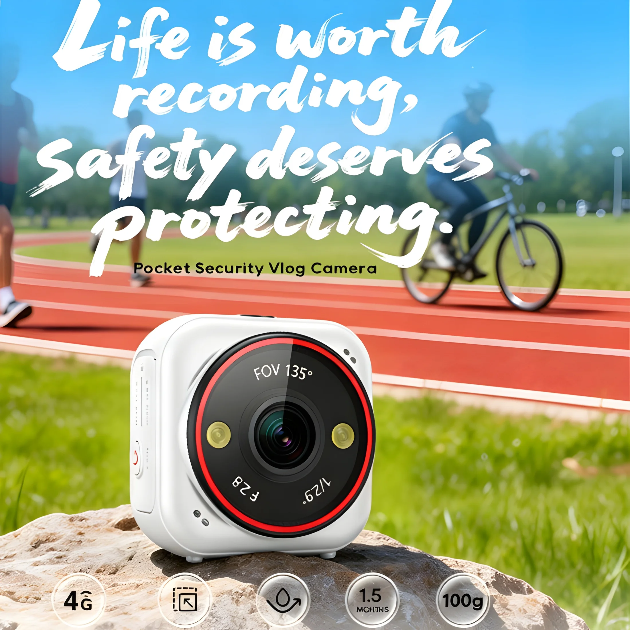Portable 3MP 2K Mini Camera with Two-Way Audio Humanoid Detection 4G Vlog Surveillance Camera with TF Card And Cloud Storage Sup