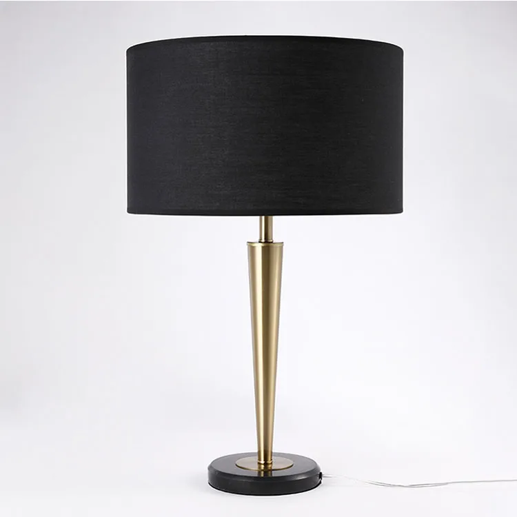 Living room decorative metal table lamps with marble base fabric shade desk lamp nordic modern gold luxury table lamp for hotel