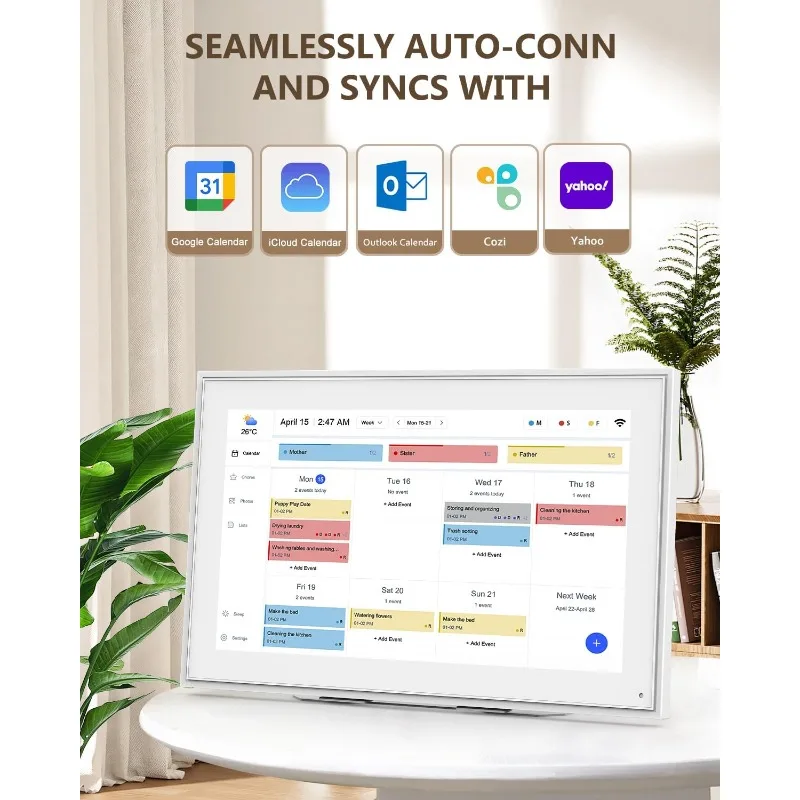 Digital Calendar, HD Display for Family Schedules, Wall-Mounted, Share Moments Instantly from Anywhere