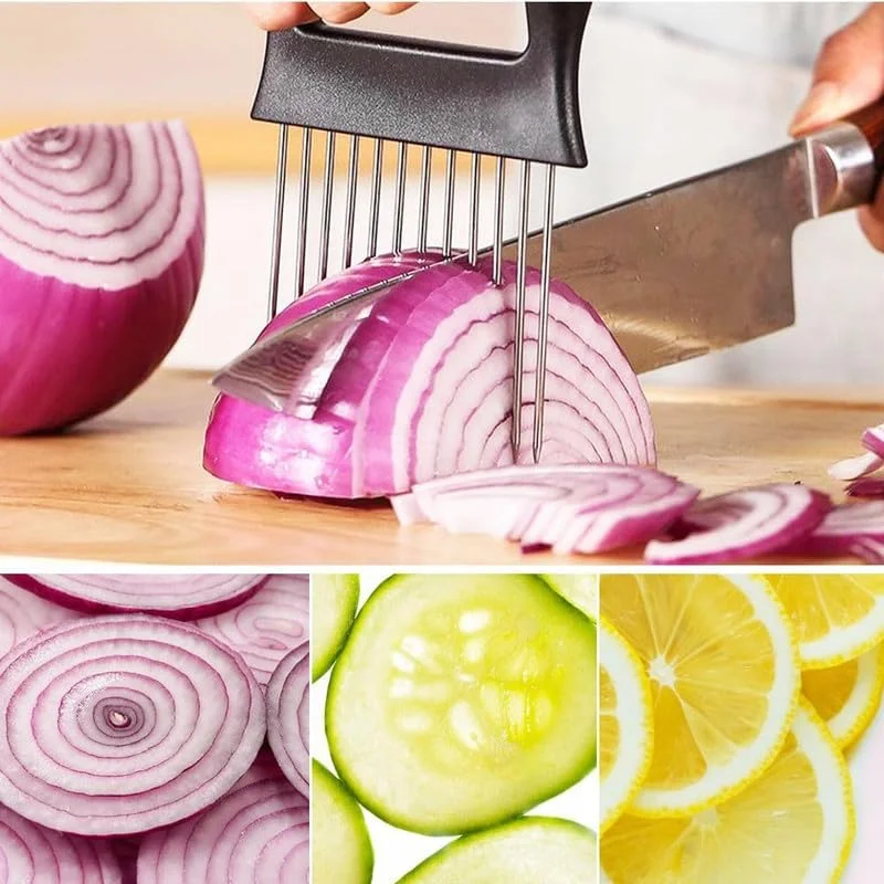 

Upgraded Onion Holder For Slicing, Kitchen Chopper Slicing Assistant Tool For Meat, Onion, Potato, Tomato (3 Pack)