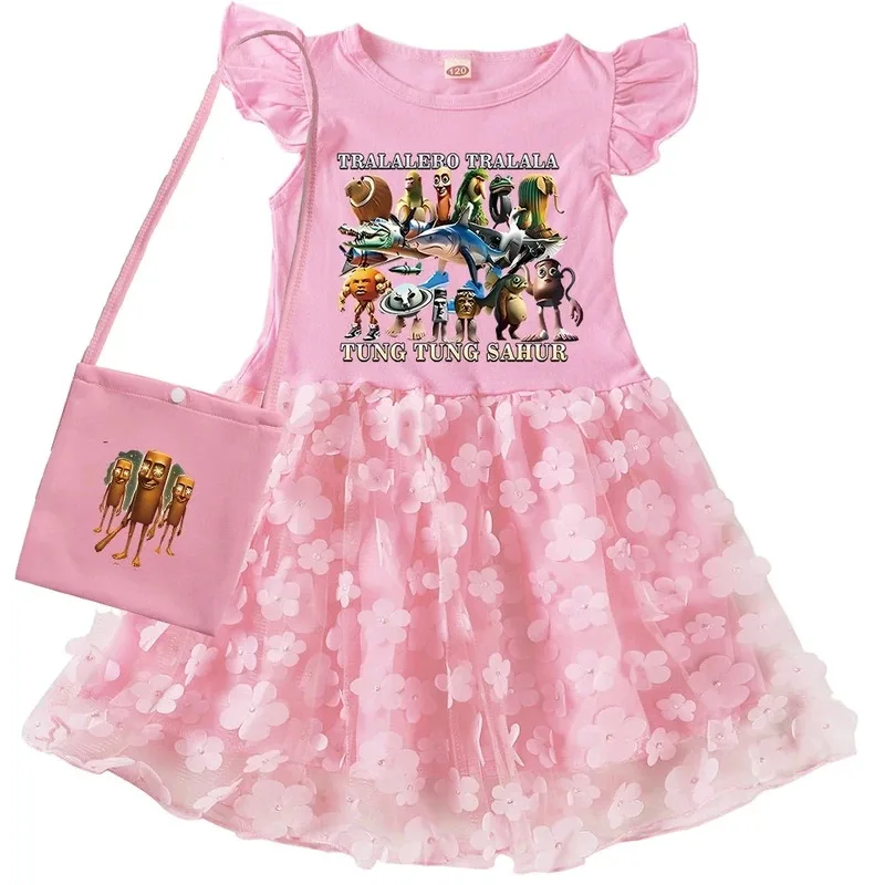 Tingtungsahur ملابس الأطفال الكرتون طفل الفتيات فستان الأميرة الصيف الأطفال فستان حفلة عيد ميلاد عيد الميلاد عيد الهالوين زي #3