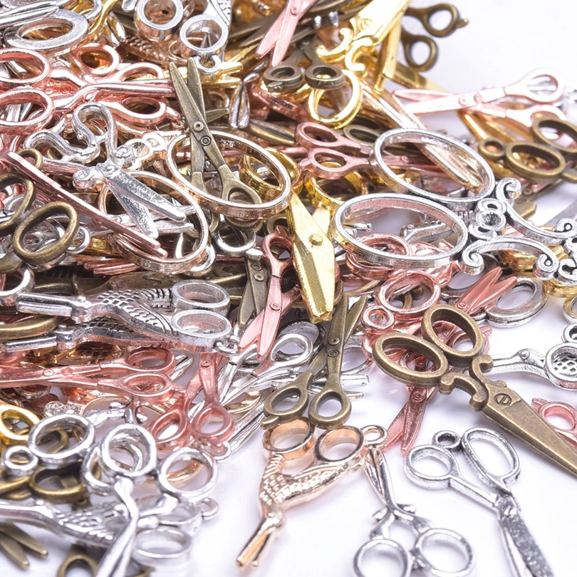 30/50/100pcs Random Mixed Vintage Scissors Charm Pendant For Jewelry Making Diy Necklace Bracelet Keychain Handmade Accessories