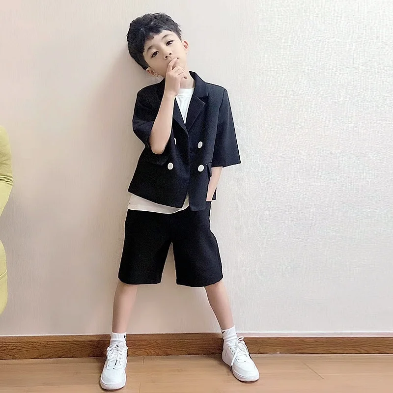 2025 Estate Nuovo Stile Formale Vestito Per Bambini Vestito Da Ragazzo 2 Pezzi Set Vestito Per Bambini Fiore Prestazioni Per Bambini Ragazzi Vestito 2-12T