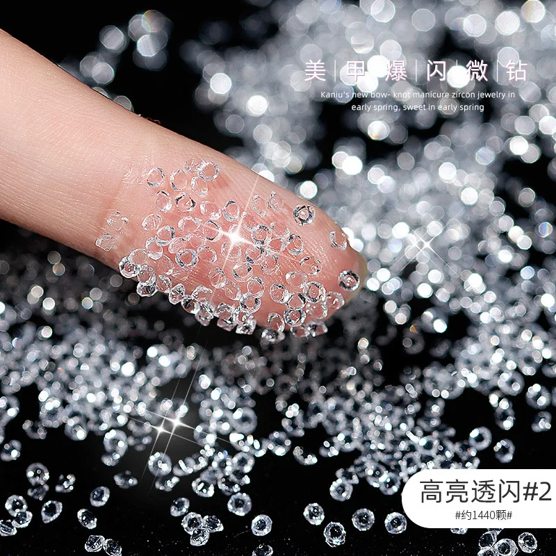 1440 piezas Aurora holográfica micro diamantes-diamantes de imitación redondos transparentes ultra brillantes para diseños de uñas 3D