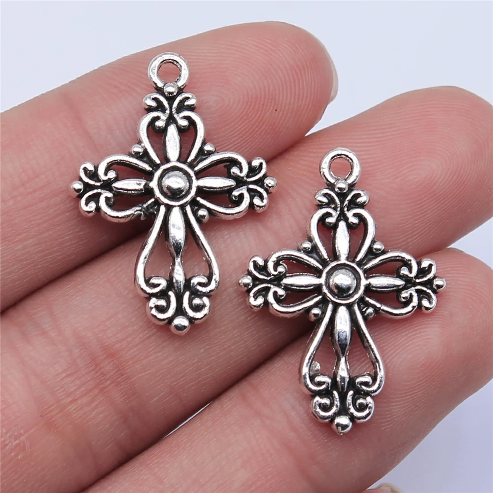 WYSIWYG 10pcs 28x20mm Antique Silver Color Antique Gold Color Cross Charms For Jewelry Making DIY Jewelry Findings