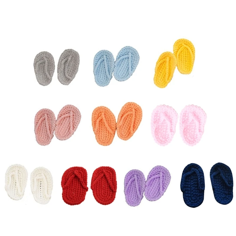 2 Pcs/Set Crochet Slippers Photography Props for 0-2 Month Babies Flip-flops