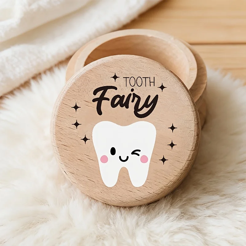 1PCS 2D Wooden Tooth Fairy Box Tooth Collection Storage Hair Collector Tooth Hair Preservation Box Birth Souvenir Home Decor