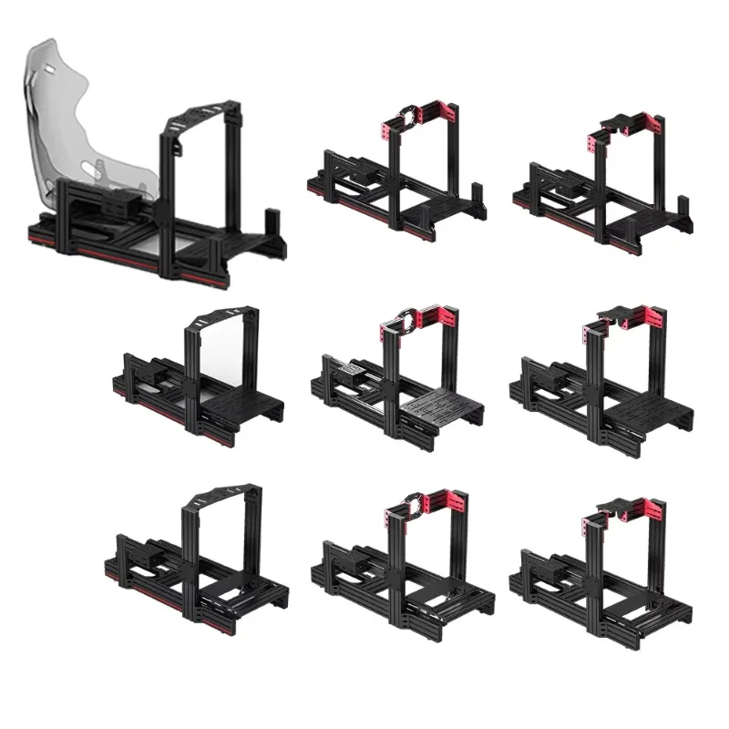 Aluminum Extruded 4080 Racing Chassis Driving Simulator Racing Cockpit with Seat Triple Monitor Mount