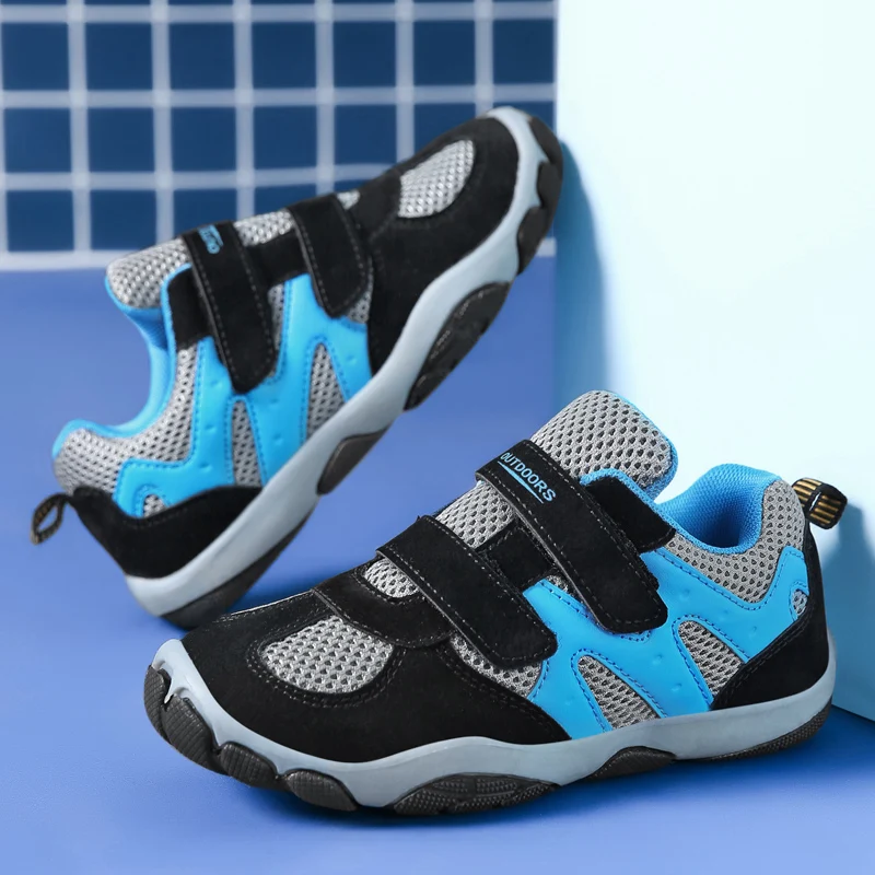 Trendy Kids Trekking Shoes Size 28-39 Hook Loop Boy's Hiking Sneakers Comfort Non-Slip Wearable Mountain Shoes For Boys Trainers