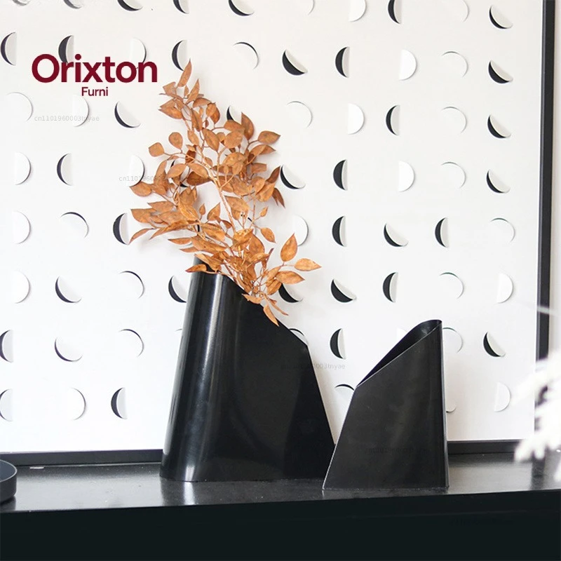 Creative Beveled Trapezoidal Metal Vase Table Decoration Flower Arrangement Abstract Geometric Crafts Vases Room