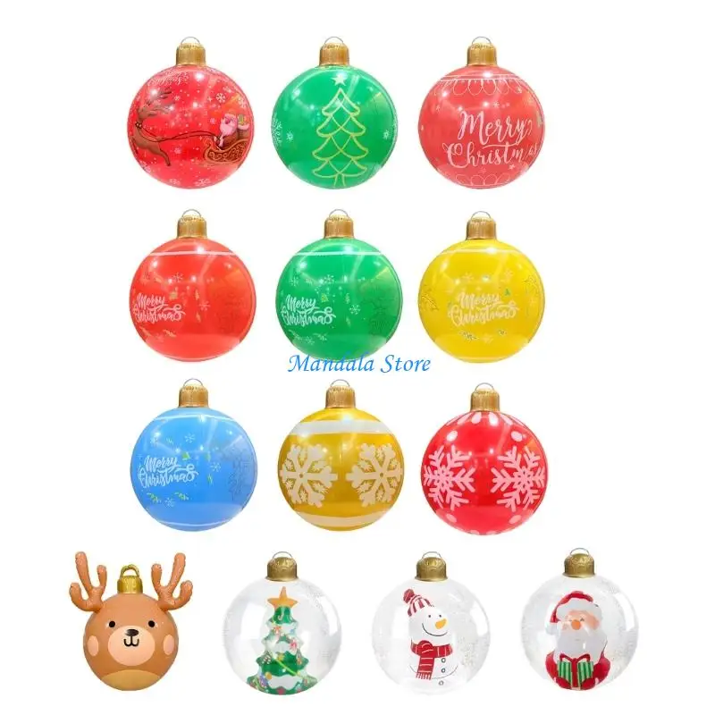 

U2JC Decorative Inflatable Balloon Christmas Ball PVC Holiday Ornament Weather Resistant For Years Round Decoration