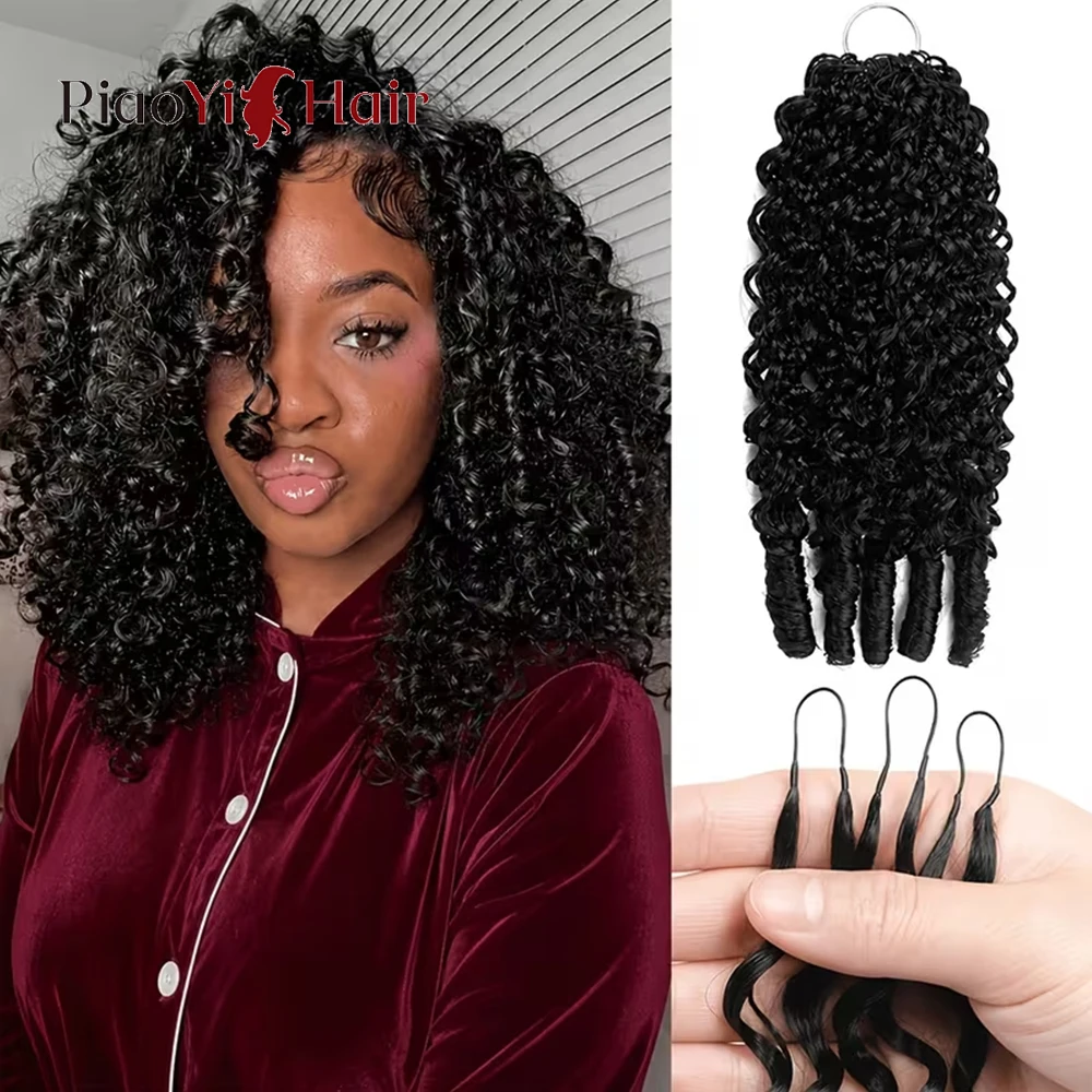 15A Burmese Curly Crochet Human Hair 60g Per Bunldes Brasid Knotless Pre-Separated Feather Human Crochet Hair 100% Human Hair Extensions 14-26 Inch Human Crochet