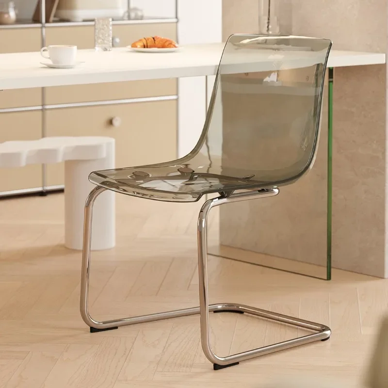 Nordic transparent chair metal feet Internet celebrities ins acrylic backrest small apartment household desk chair restaurant