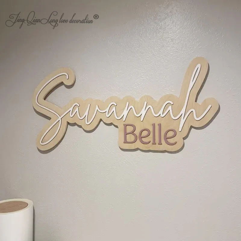 custom Large wood name sign nursery name sign girl name sign above crib name sign layered baby name sign boy name sign