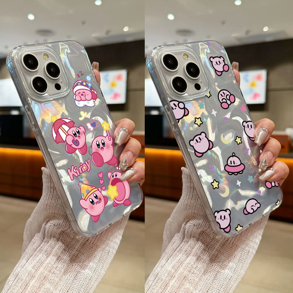 

Game Cartoon Cute K-Kirby Phone Case For iPhone 16,15,14,13,12,11 Plus,Pro,Max,Plus,E Transparent Satin Laser Glossy Cover