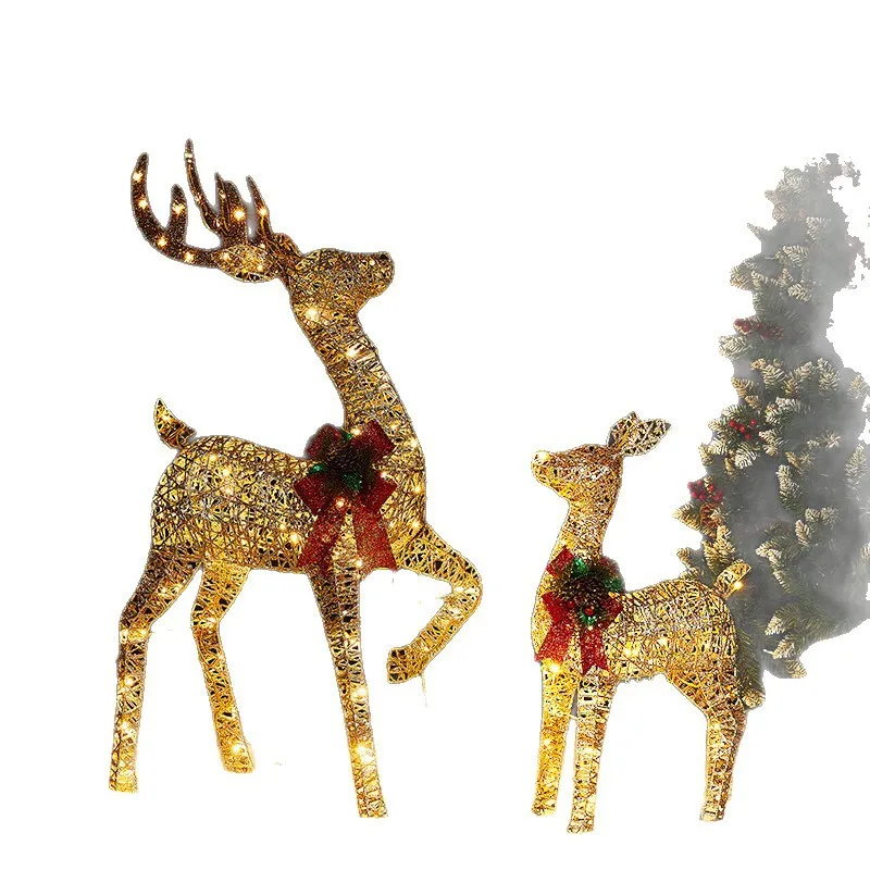 Christmas deer new outdoor decoration luminous deer three-piece gardening lawn decoration ornament outdoor Christmas decoration