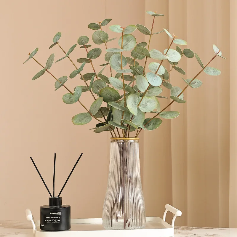 50cm Real Touch Moisturizing Eucalyptus Leaves Branch Fake Greeny Plants Crafts Office Party Festival Arrangement Decoration