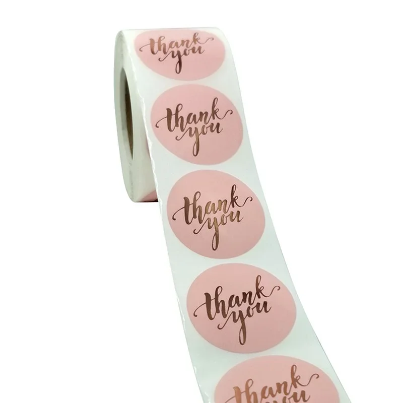 500pcs Round Labels Kraft Paper Thank You Sticker Dragees Candy Bag Flower Gift Box Cake Boxes and Packaging Wedding Stickers view 6