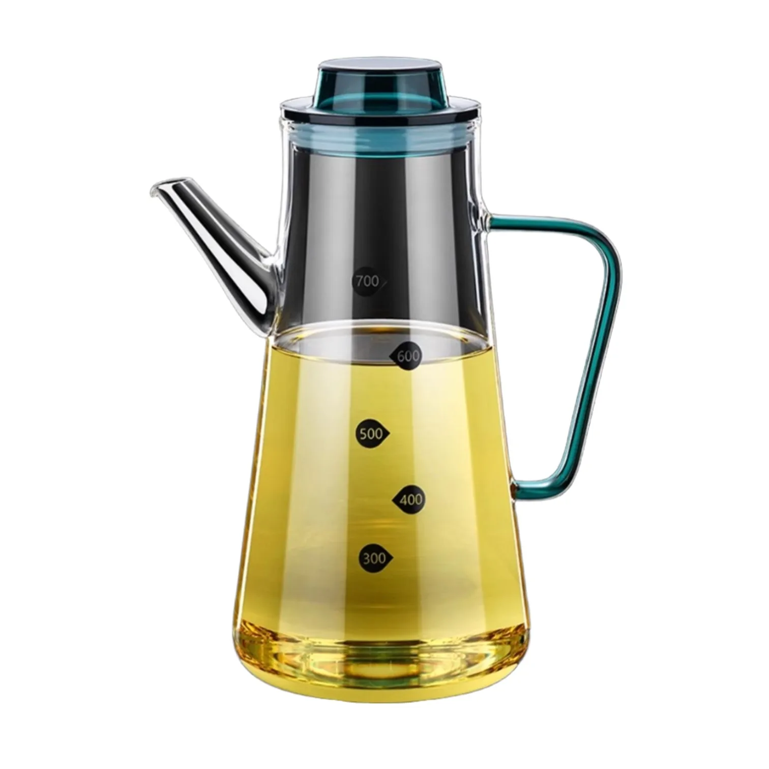 LFGB Certification Ultra Hard High-Borosilicate Glass Oil Kettle 700ml Capacity Oiler Transparent Oil Container for Kitchen