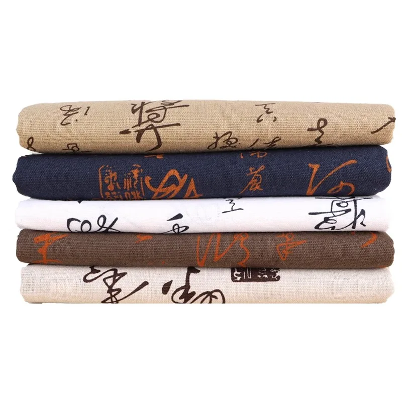 150x50cm Calligraphy Cotton Linen Chinese Style Printed Fabric For Tablecloth Pillow Sofa Fabric Handmade DIY Fabric TJ20785