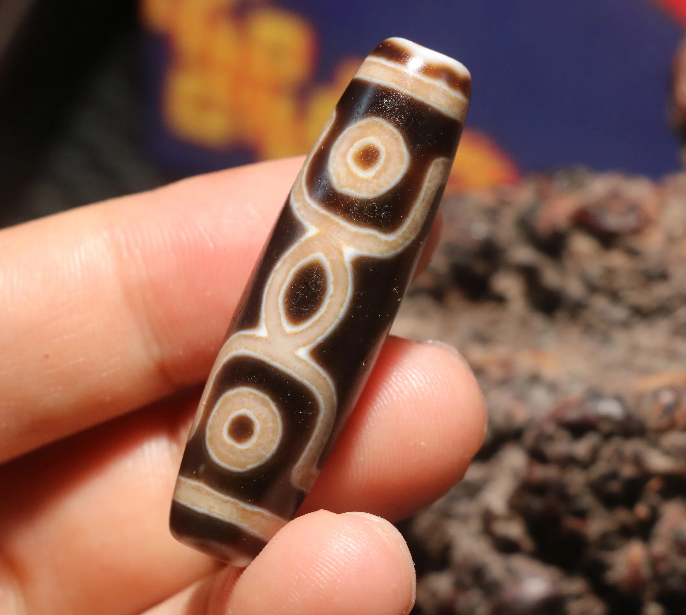 

AL Ultra Energy Tibetan Old Agate Unique Pattern 7 Eyed Big Fortune dZi Bead Pendant Amulet Big Treasure Timestown UPD21Asw
