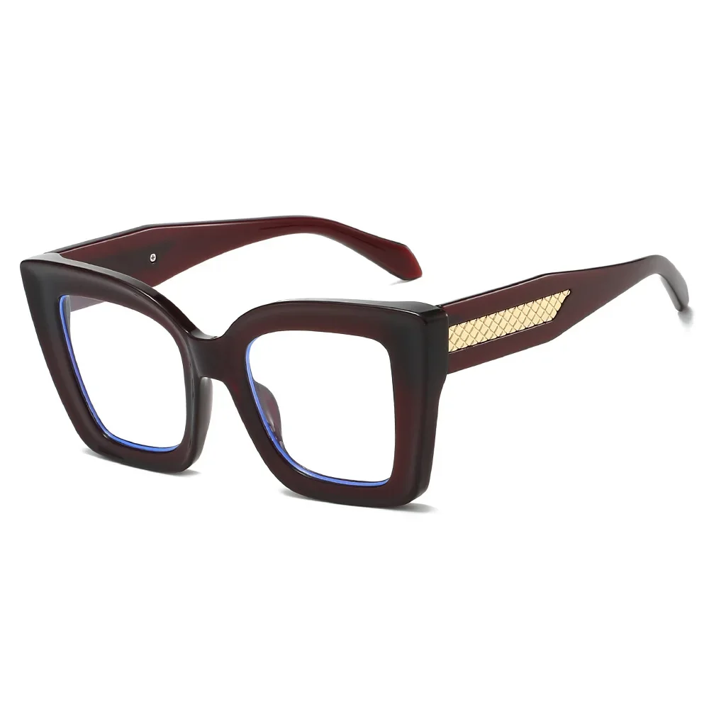 Occhiali da vista con montatura grande di qualità Occhiali da vista Moda Donna Cat Eye Bordo spesso Specchio piatto inclinato Specchio per presbiopia anti luce blu