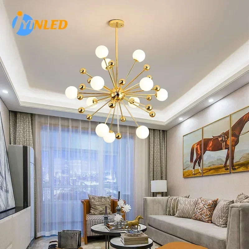 

Modern Metal Acrylic Lampshade Pendant Lamp 12 Lights Artificial Satellite Led Chandelier Restaurant Living Room G9 Decor Lights