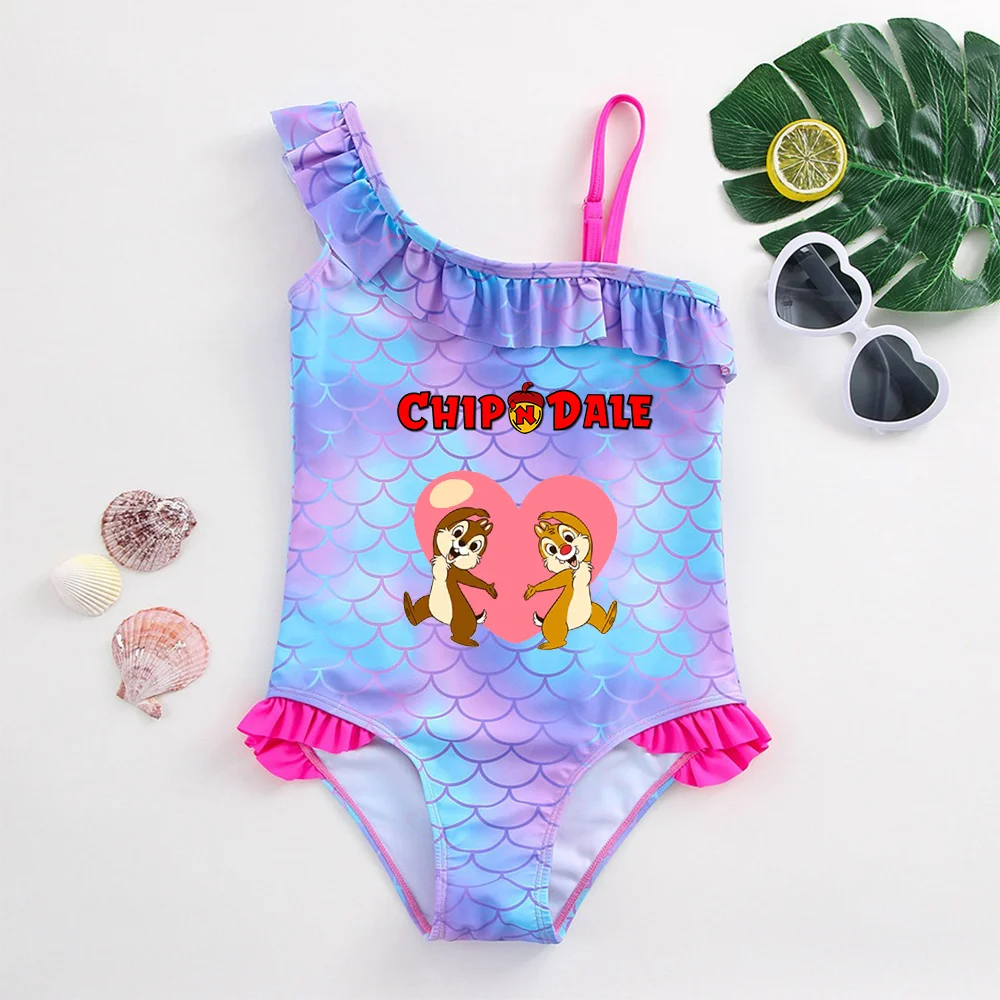 Chip n Dale-bañadores Tankini para niñas, ropa de playa, trajes de baño, vestidos de Bikini para niños, trajes de baño de moda