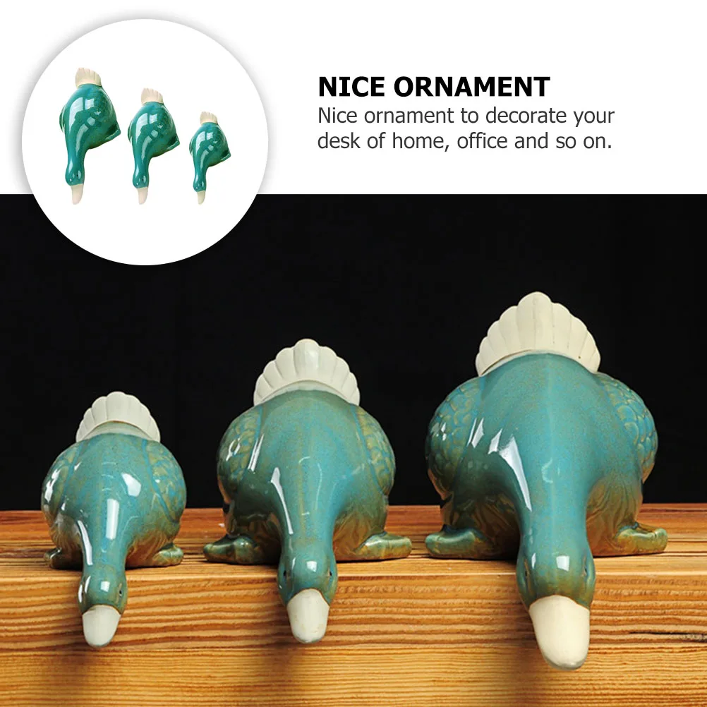 

3pcs Ceramic Duck Ornaments Drinking Water Shape Decorative Figurines Home Office Interior Car Decor Gift High Temperature