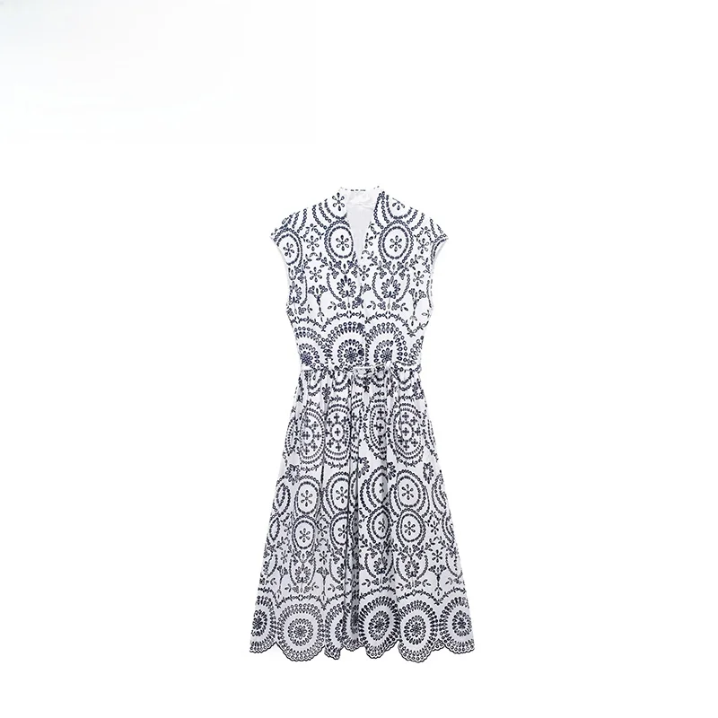 

ZBZA Summer New Women's Street Sle Embroidered Color Blo irt Dr Polyester Fiber Svel New Arrival 4786068 72