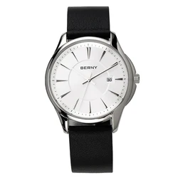 BERNY Men Watch Quartz Top Japan Miyota GM10 Wristwatch Business Sports Waterproof Male Clock Leather Simple Watches for Men