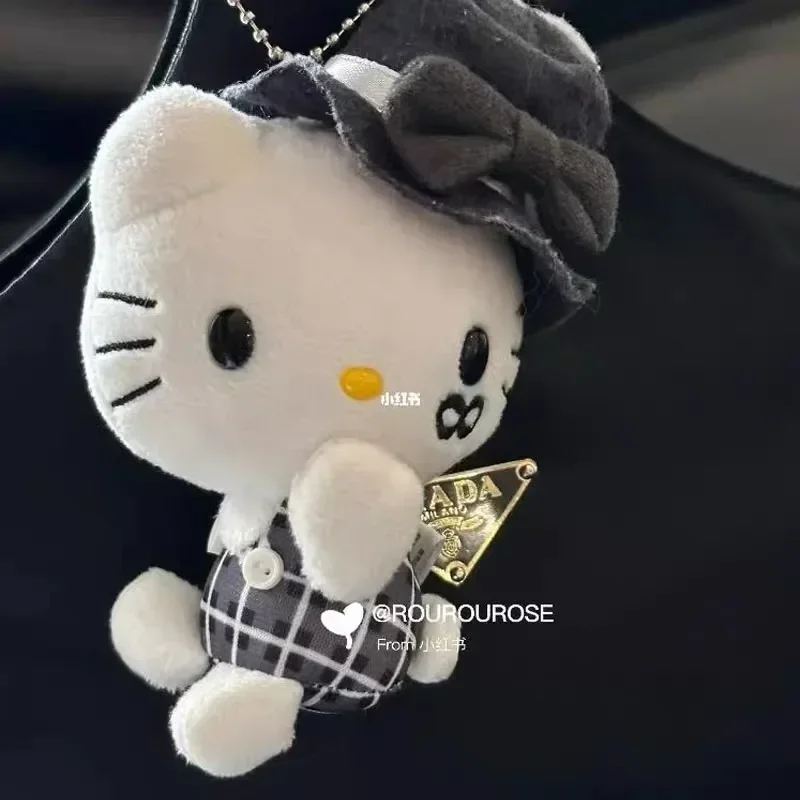 Sanrioed Cute cosplay Party Dress HelloKittys Plush Toy Doll Keychain Kawaii Animals Stuffed Plushie Doll Bag Pendant Kids Gift