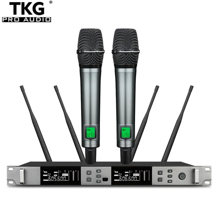 TKG TURE DIVERSITY 640-690MHz KU-39 uhf ثنائي القناة اللاسلكي المهنية الصوت مرحلة الأداء ميكروفون لاسلكي