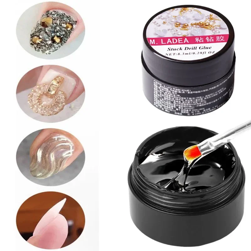 8ml Manicure Stuck Drill Glue for Rhinestones False Nail Art UV Gel Fast-dry Salon DIY Nail Accessories Phototherapy Adhesive