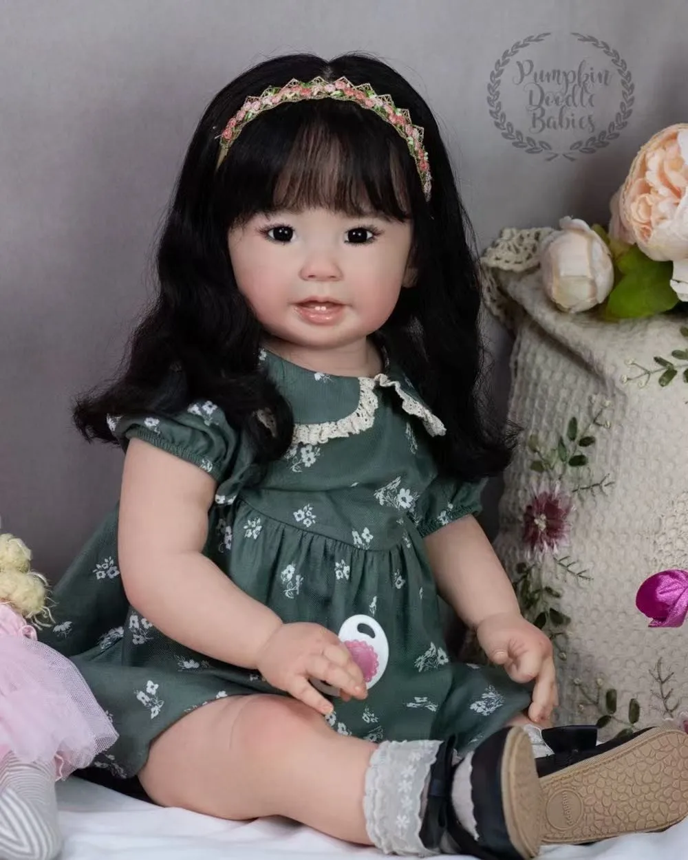 28in Lifelike Painted Reborn Doll Kit Girl Toddler Rooted Hair Unassembled Toys