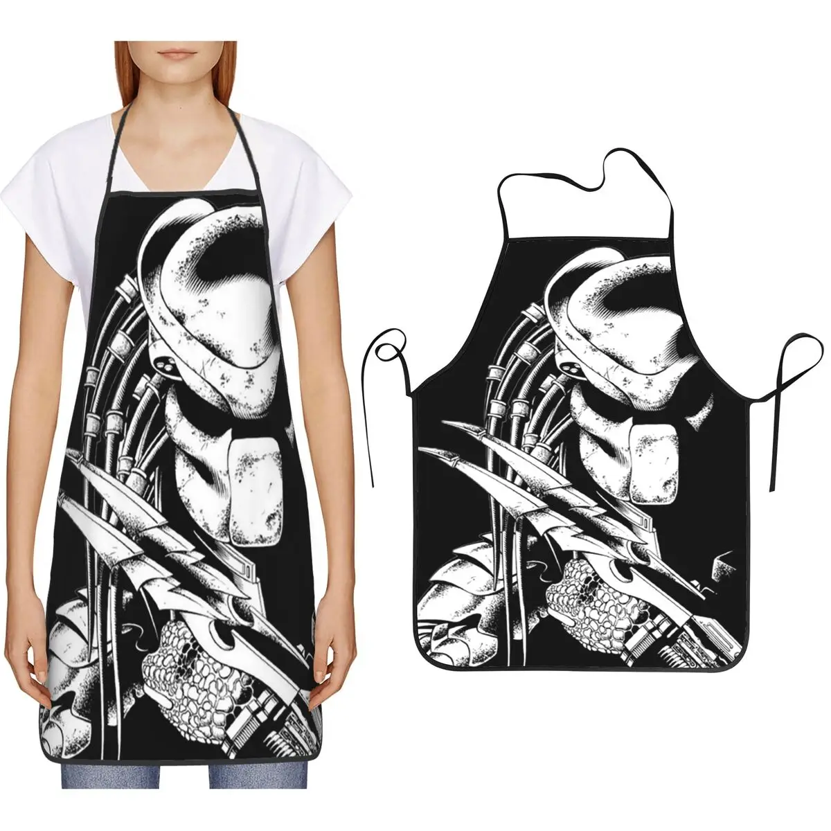 Alien Vs Predator Science Fiction Comics Apron Chef Cooking Baking Tablier Bib Kitchen Cleaning Pinafore for Women Men Gardening