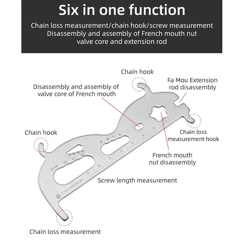 Easy Bike Chain Wear Indicator 6 In 1 Chain Measurement Checker Ruler Bicycle Chains Gauge Portable Caliper Cycling Parts