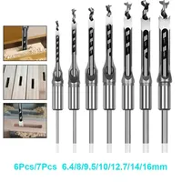 6Pcs/7Pcs HSS Square Hole Saw Mortise Chisel Wood Drill Bit Twist Drill  Auger Mortising Chisel Drill Woodworking Tools