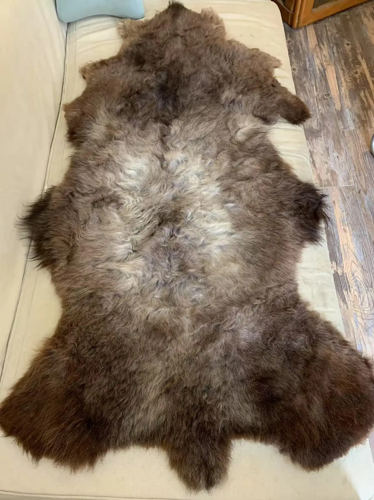 Unique Natural Brown Leather Rugs, Vintage Home Décor, Sofa Stool Cushions, Coat Material, real fur,puppy gift