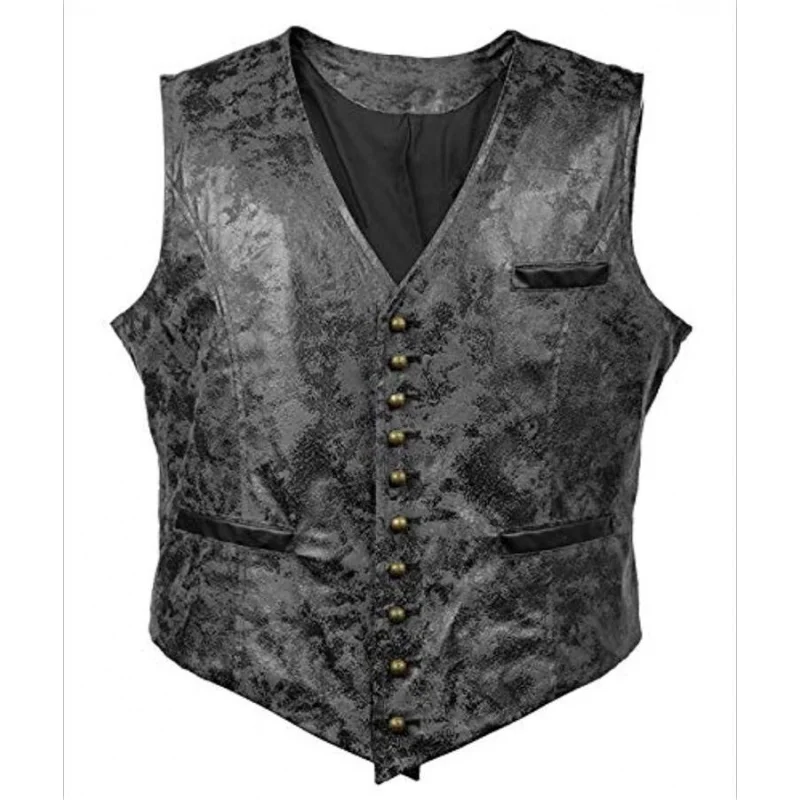 Men's Suit Vest New Fashion Suede Single-Breasted Waistcoat Trendy Leather Vest