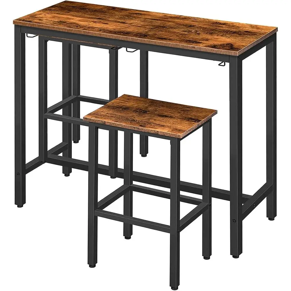 

Bar Table Set, Pub Tables Bar Height with Stools Set o 2, Bar Chairs Under Counter Height Table or Small Spaces, Industrial Dini