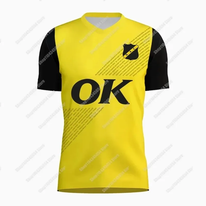 قميص Voetbalshirt Voor Heren En Dames NAC Breda Tshirt Met Korte Mouwen Ok Print Ronde Hals Los Ademend Trainings-تي شيرت #1
