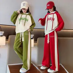 Girls 2023 New Autumn Spring Fashion Long Sleeve Hoodie+Pants 2pcs Suits 5-14 Years Teeange Casual Outifts Children Clothing Set