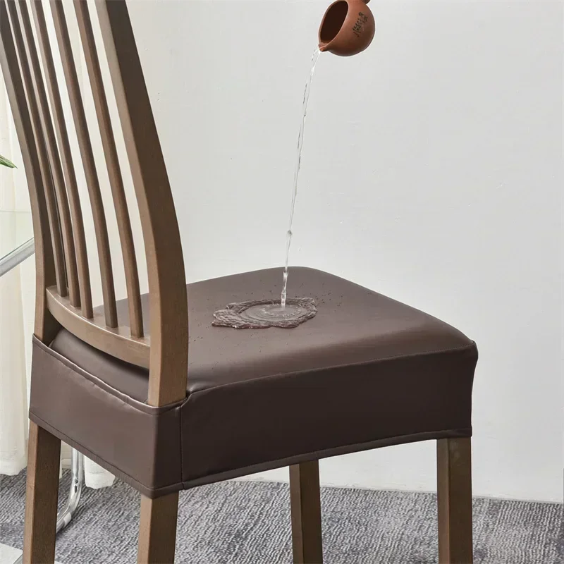 1/2/4/6pcs PU Leather Chair Cover Waterproof Dining Chair Seat Slipcovers Elastic Upholstered Seat Cover Furniture Protector