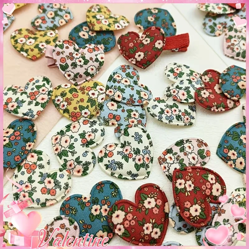 

30pcs Assorted Colors Heart-shaped Patch for DIY Clothing Padded Fabric Appliques for Sewing Hats Headwear and Crafts Decoration