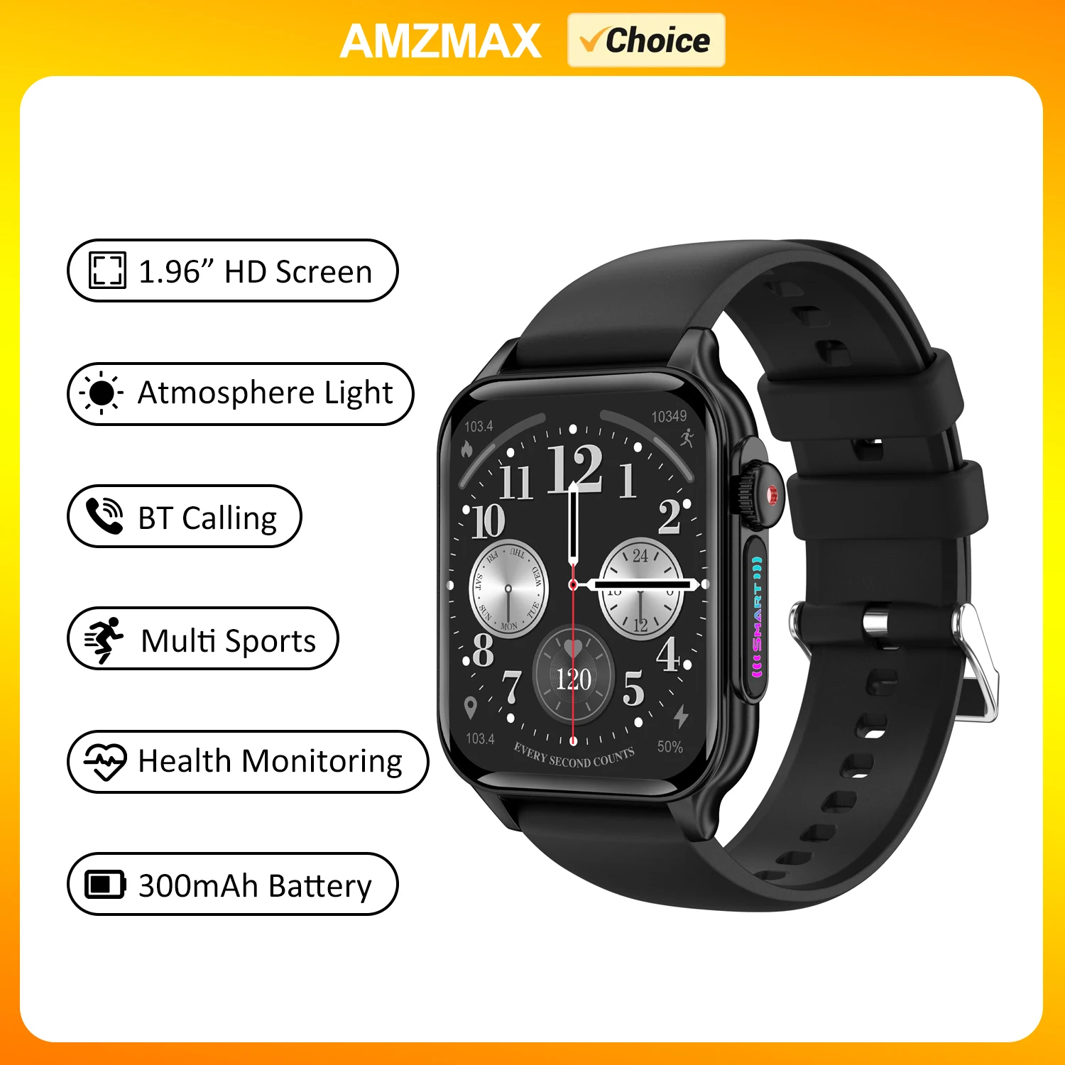 

Новые женские умные часы с ультратонким экраном 1,96 дюйма, светодиодный фонарик, беспроводной контроль здоровья вызова, IP67, водонепроницаемые умные часы с жизнью