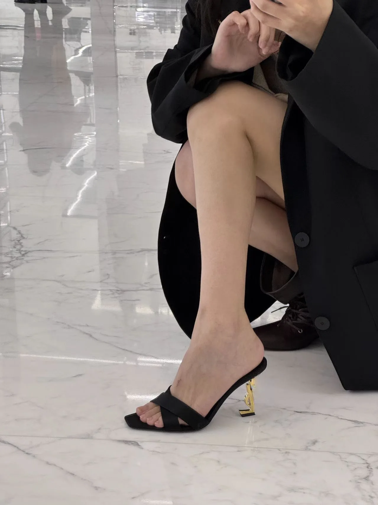 Sandalias de tacón alto con letras sexys para mujer, de verano, para exterior, transpirables, de corte bajo, a la moda, con s...