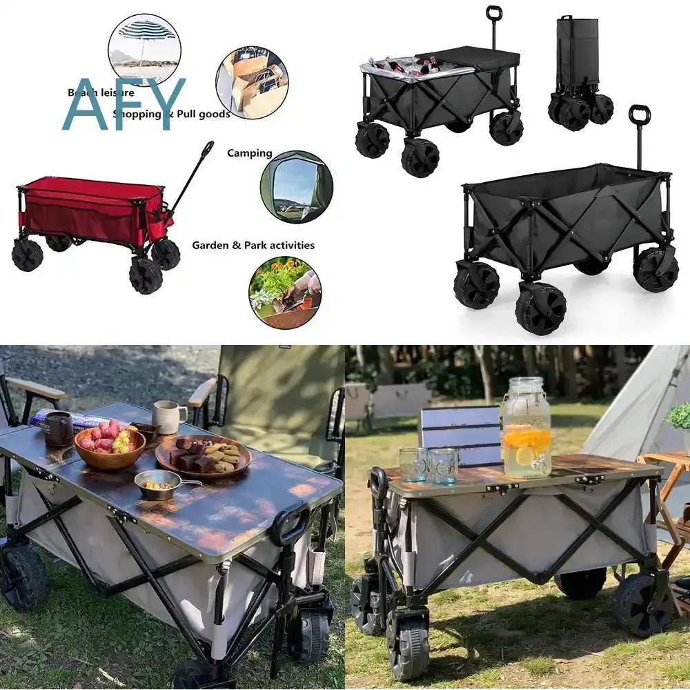 Foldable Fabric Cargo Cart for Camping Fishing Barbecue Beach Shopping Picnic Outdoor Storage Portable Utility Trailer with