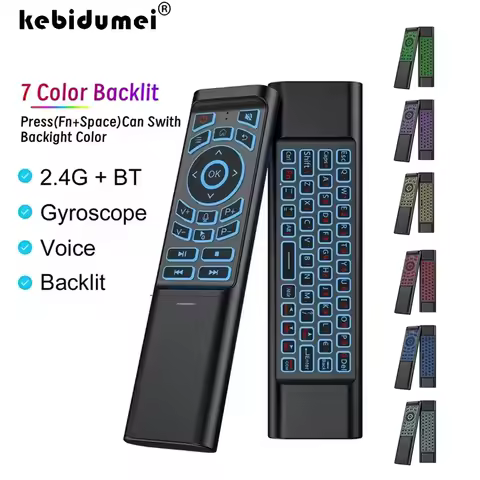 Air Mouse Remote Control Gyroscope 7 Color Backlit Dual Mode BT5.2 2.4G Wireless Keyboard Mouse For PC Android Smart TV Box