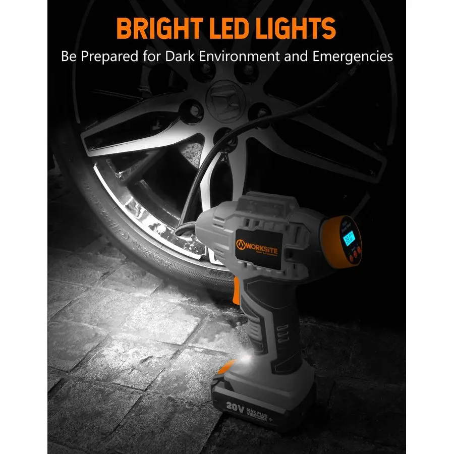 منفاخ إطارات لاسلكي ضاغط هواء، مضخة هواء محمولة محمولة، مضخة إطارات سيارة تعمل بالبطارية مع محول طاقة سيارة 12 فولت Digita